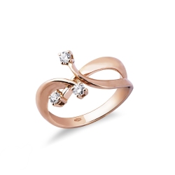 Rosé gold 18k trilogy ring with 0,22 ct diamonds 