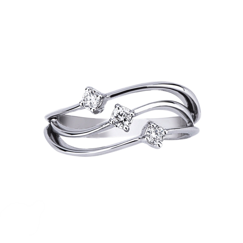 Trilogy ring white gold 18k with diamonds 0,18 ct 