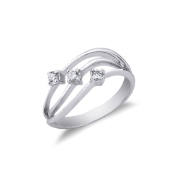 Trilogy ring white gold 18k with diamonds 0,18 ct 
