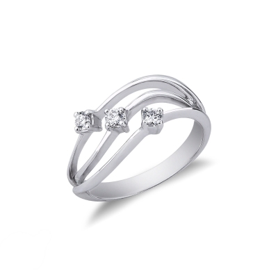 Trilogy ring white gold 18k with diamonds 0,18 ct 