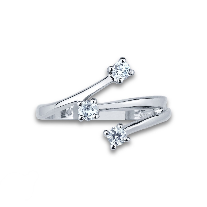 Anello trilogy in oro bianco 18k e diamanti