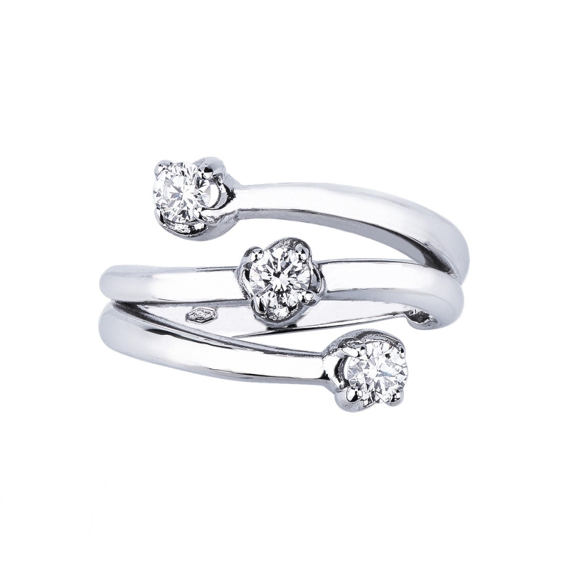 Trilogy ring with 0,45 ct diamonds white gold 18k 