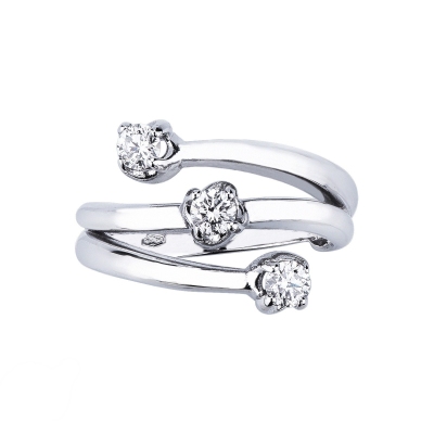 Trilogy ring with 0,45 ct diamonds white gold 18k 