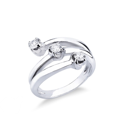 Trilogy ring with 0,45 ct diamonds white gold 18k 