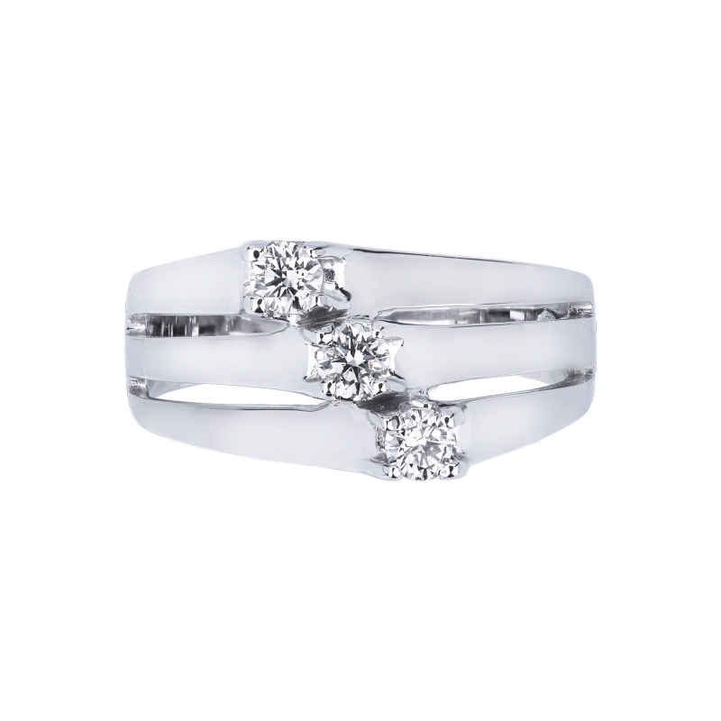 White gold 18k trilogy ring with diamonds 0,24 ct 