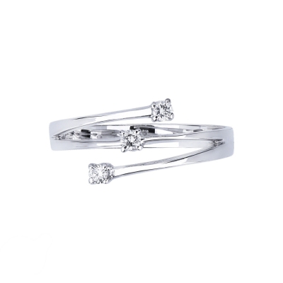 Trilogy ring with diamonds ct 0,10 white gold 18k