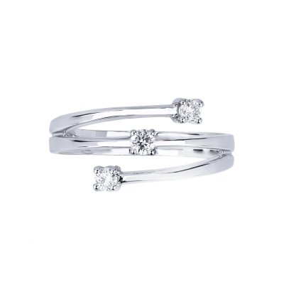 Trilogy ring with diamonds ct 0,15 ct white gold 18k