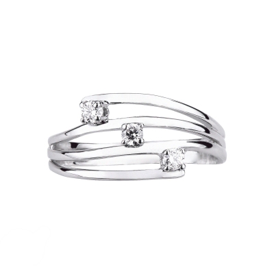 Band ring trilogy type white gold 18k with diamonds 