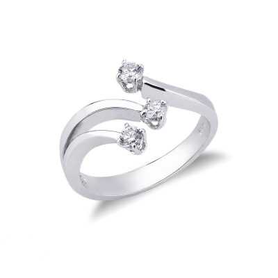 White gold 18k trilogy ring with 0,30 ct diamonds 