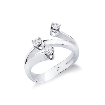 White gold 18k trilogy ring with diamonds 0,32 ct