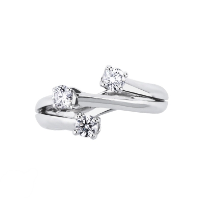 Trilogy ring crossover white gold 18k with diamonds 