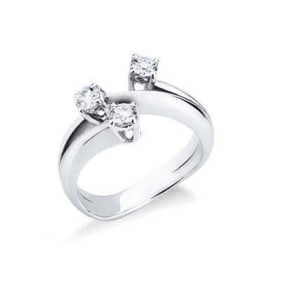 Trilogy ring crossover white gold 18k with diamonds 