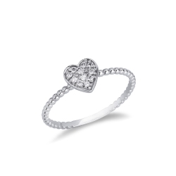 White gold 18k ring with diamonds and heart