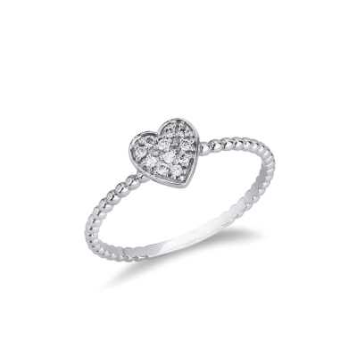 White gold 18k ring with diamonds and heart