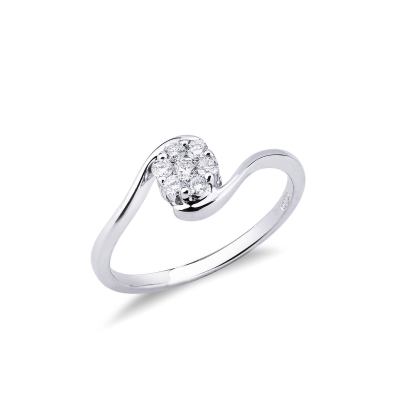 Illusion curved ring in white gold 18k with diamonds 