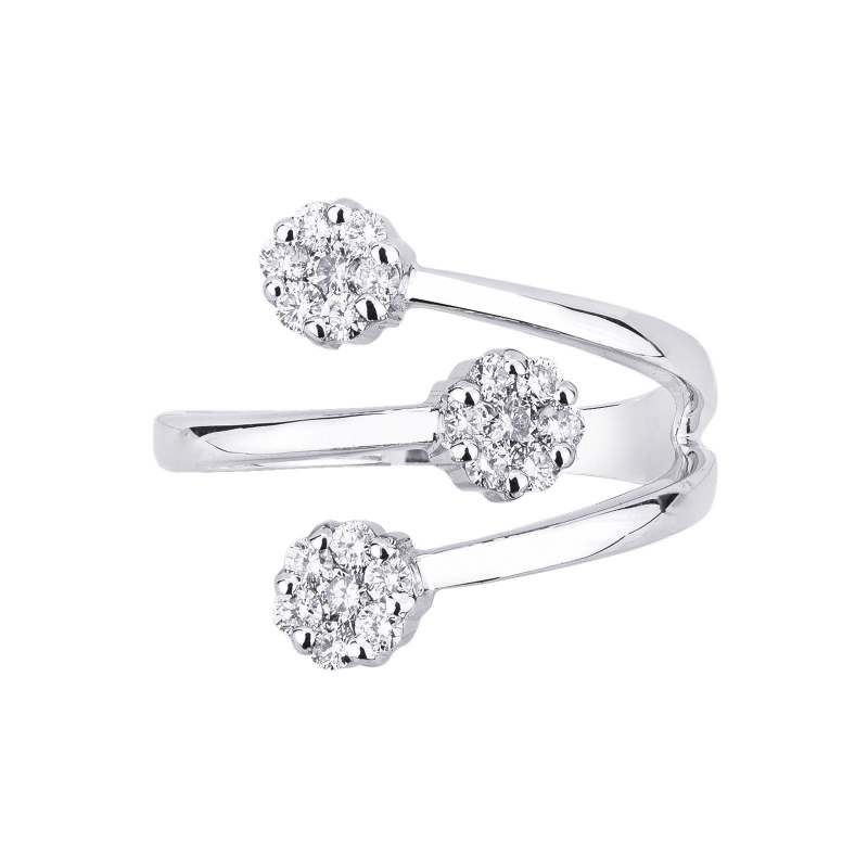 Anello illusion trilogy in oro bianco 18k con diamanti