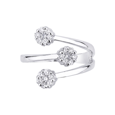 Anello illusion trilogy in oro bianco 18k con diamanti