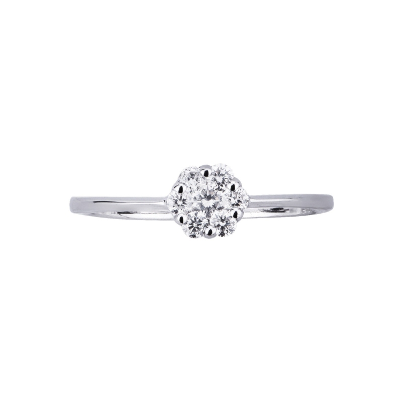 Illusion solitaire type ring in white gold 18k with diamonds 