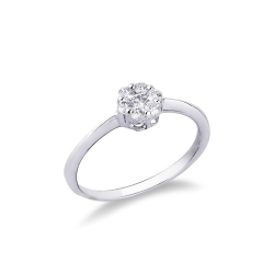 Illusion solitaire type ring in white gold 18k with diamonds 