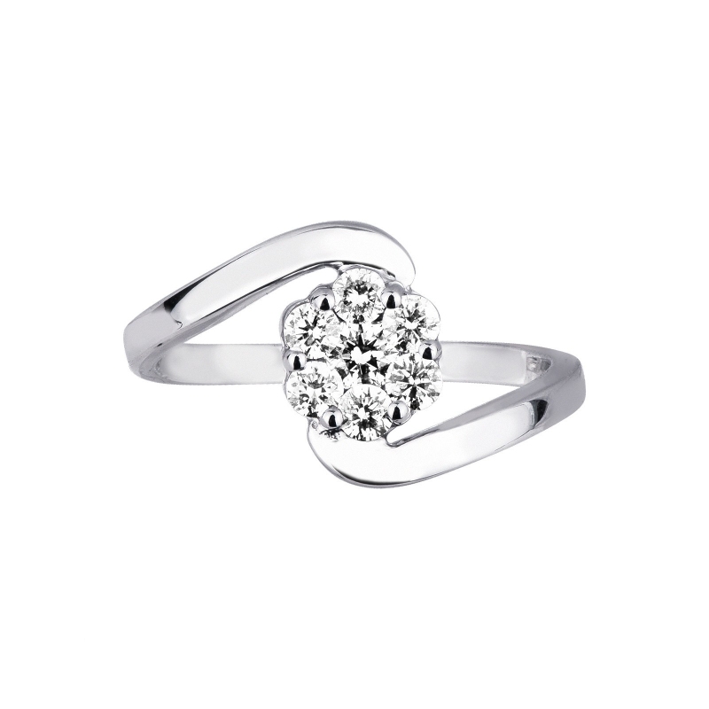 Illusion contrarié ring in white gold 18k with diamonds 