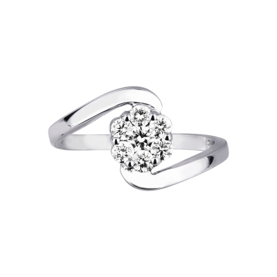 Illusion contrarié ring in white gold 18k with diamonds 