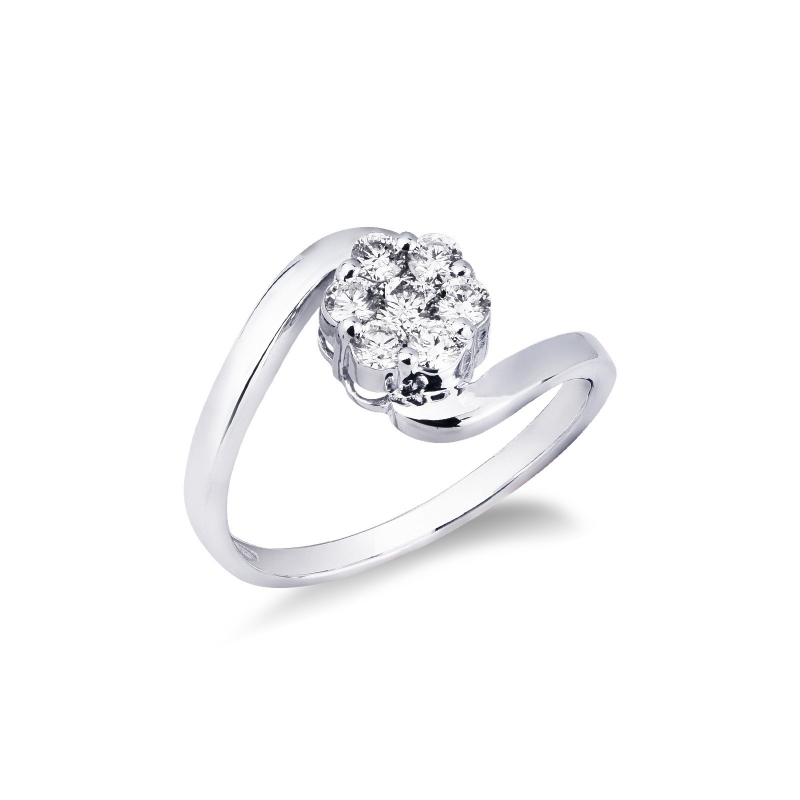 Illusion contrarié ring in white gold 18k with diamonds 