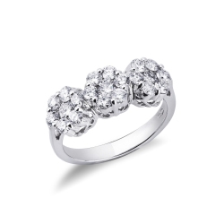 White gold 18k trilogy ring Illusion model with diamonds 