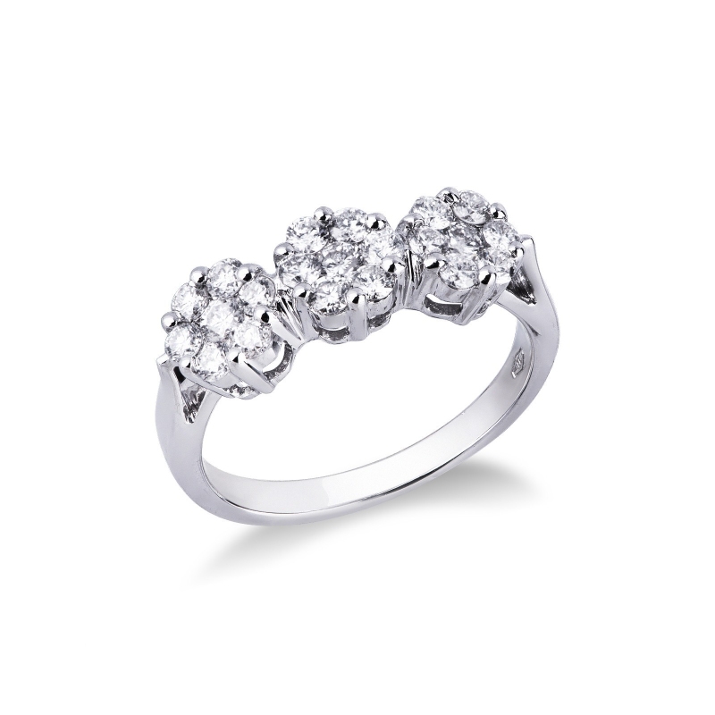 Anello Trilogy Illusion in oro bianco 18k con diamanti