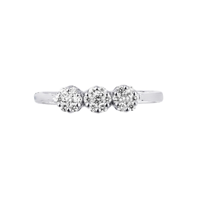 Illusion trilogy type ring in white gold 18k with diamonds pavé