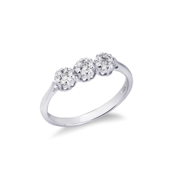 Illusion trilogy type ring in white gold 18k with diamonds pavé