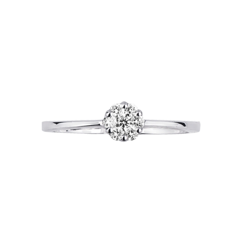 Illusion type ring in white gold 18k with diamonds 