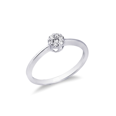 Illusion type ring in white gold 18k with diamonds 