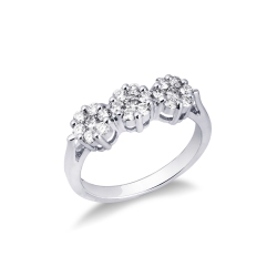 White gold 18k trilogy illusion ring with diamonds 