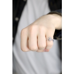 Anello teschio mobile in oro bianco 18k con diamanti 2