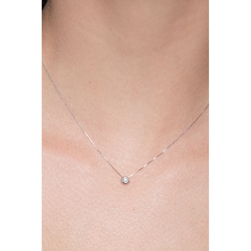 Collana punto luce grande in oro bianco 18k con diamante