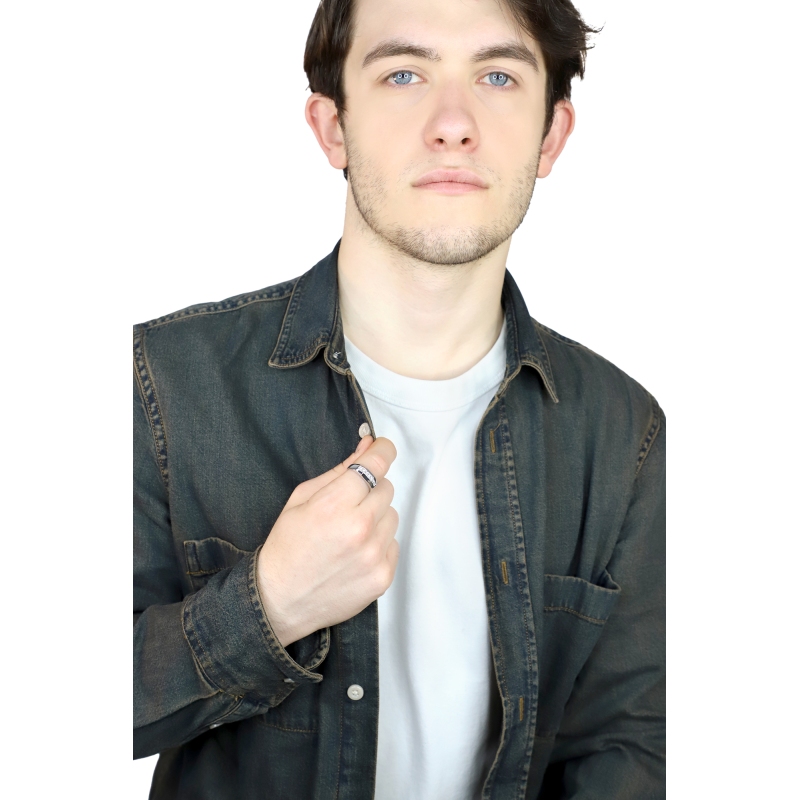 Veretta con 7 diamanti uomo in oro bianco