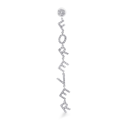 White gold 18k single earring FOREVER with diamonds