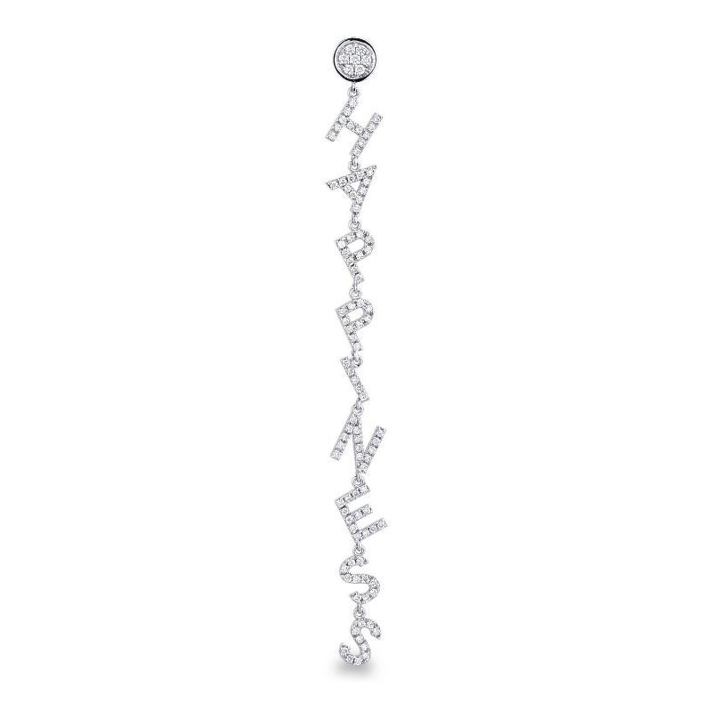 White gold 18k single earring HAPPINESS with diamonds