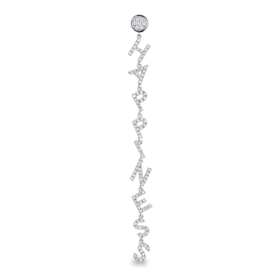 White gold 18k single earring HAPPINESS with diamonds