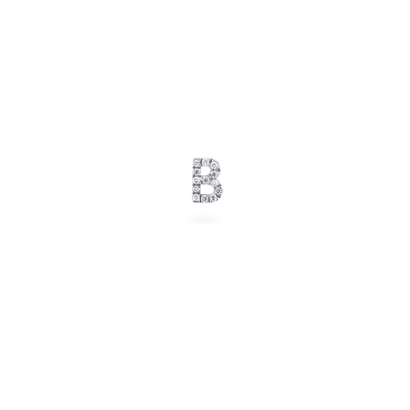 Letter B single earring with diamonds