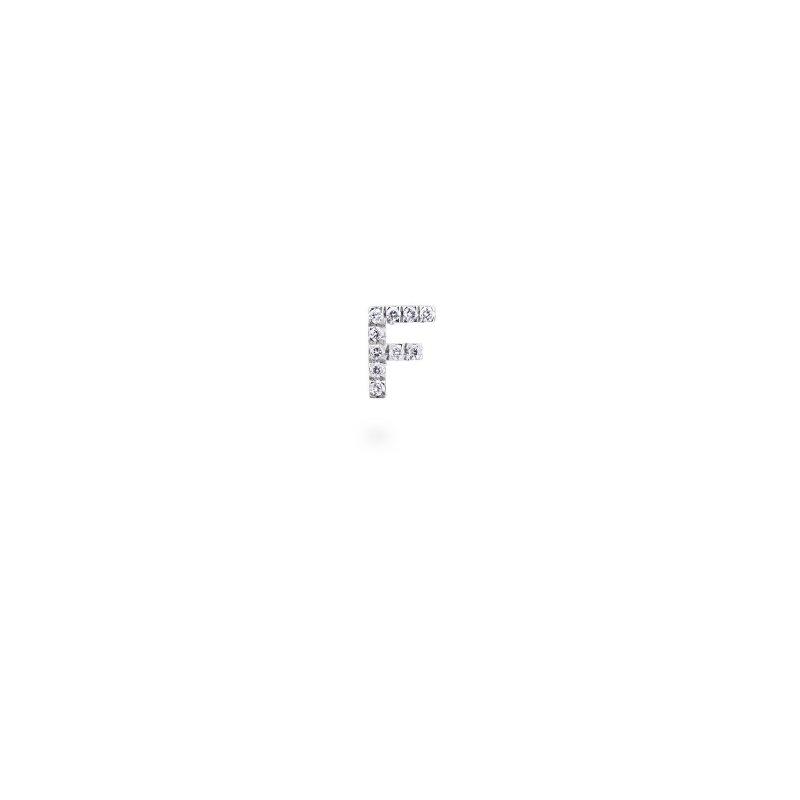 Letter F single earring with diamonds