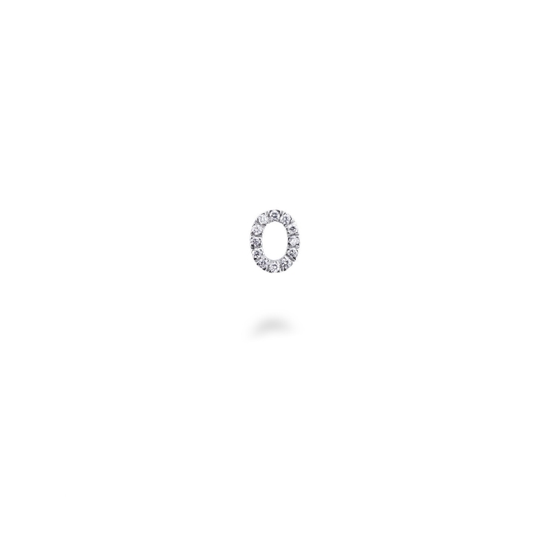 Mono orecchino in oro Bianco 18k con lettera O in diamanti