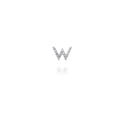Letter W single earring with diamonds