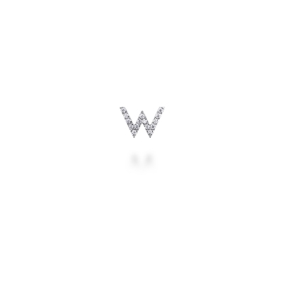 Letter W single earring with diamonds