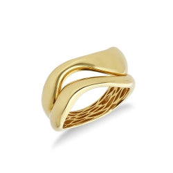Anello ondine in oro giallo 18k
