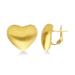 Orecchini a cuore satinati in oro giallo 18k