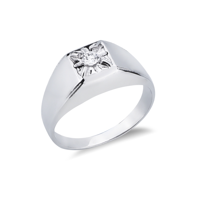 Anello solitario in oro bianco 18k con diamante