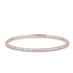 Bracciale tennis rigido in oro rosa 18k con diamanti