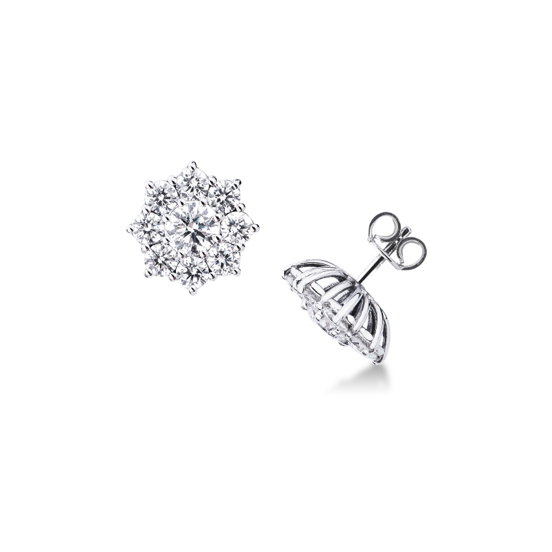 Orecchini a fiore in oro bianco 750 con diamanti