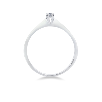 Anello solitario in oro bianco 18k a 8 griffe con diamante, 0,10 ct